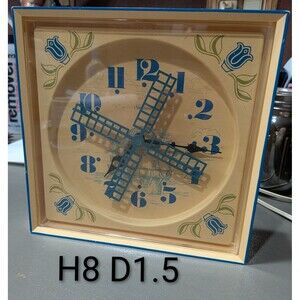 Vintage Sunbeam Moving Windmill Wall Clock, Works